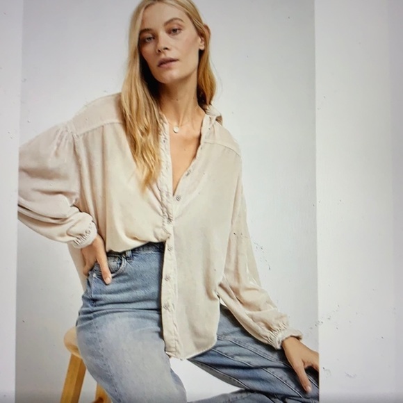Free People La Luna Crushed Velvet Blouse XS - Picture 2 of 13